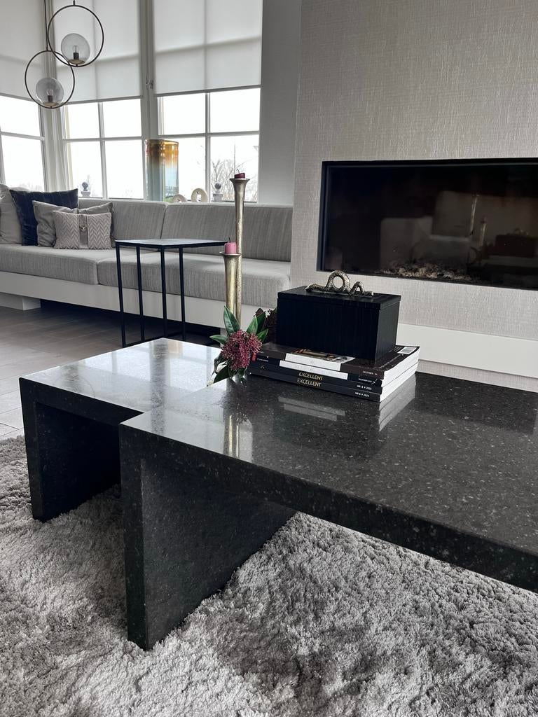 Stijlvolle 2-delige Composiet Salontafel Set, Huis en Inrichting, Tafels | Salontafels, Ophalen, Overige materialen, 50 tot 100 cm