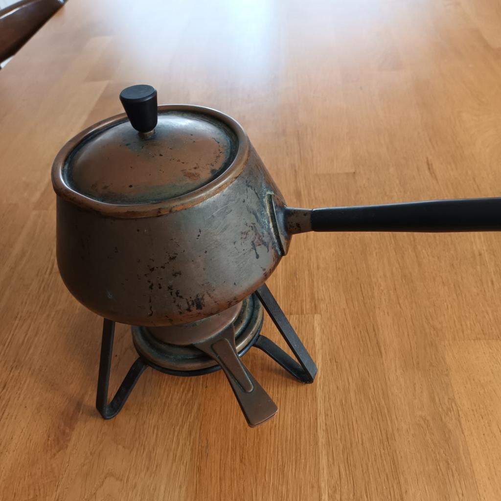 Vintage Koperen Fondueset, Ophalen of Verzenden