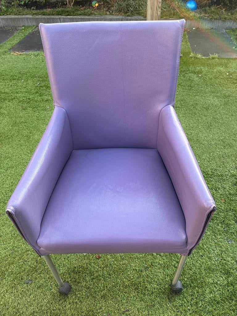 2 x Lila Stoel met Armleuningen en wieltjes, Ophalen, Gebruikt, Overige kleuren, Metaal