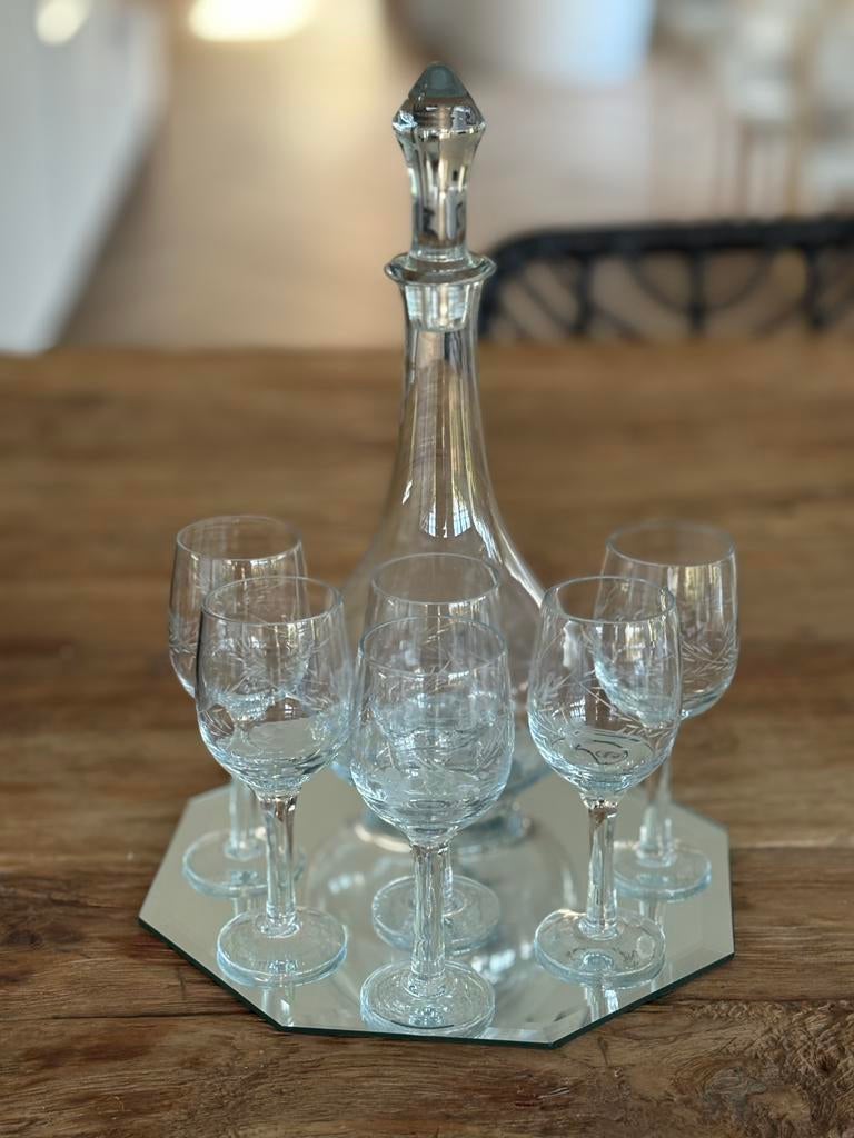 Karaf met 6 borrelglaasjes, Antiek en Kunst, Ophalen of Verzenden