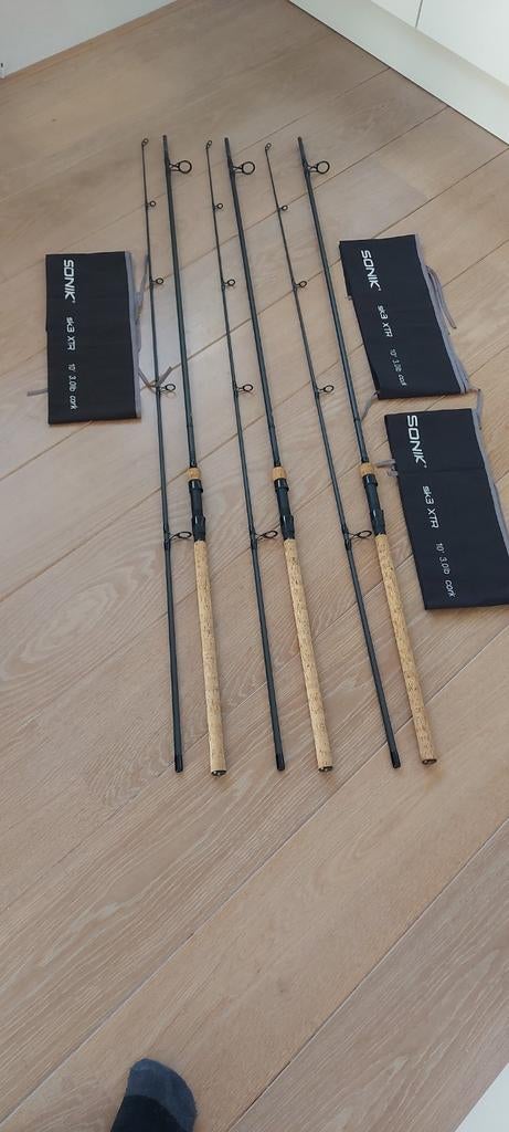 Sonik sk3 XTR 10ft  3Lbs Cork. (3x), Ophalen, Zo goed als nieuw, Werphengel