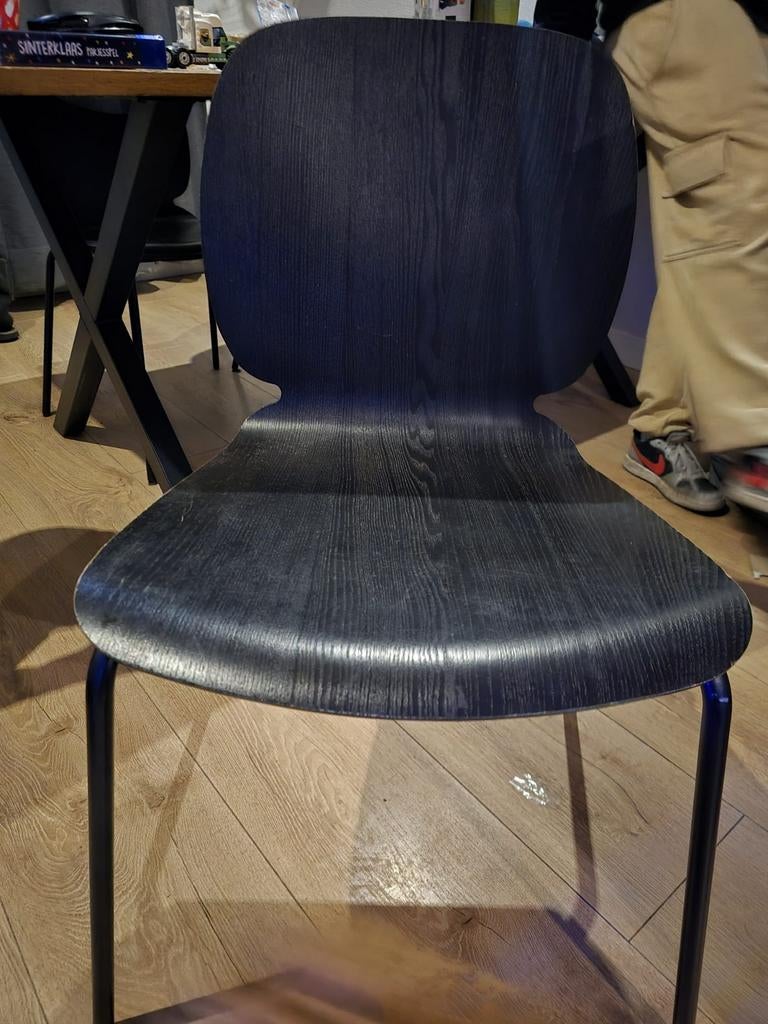 Set van 6 zwarte houten eetkamerstoelen, Ophalen of Verzenden