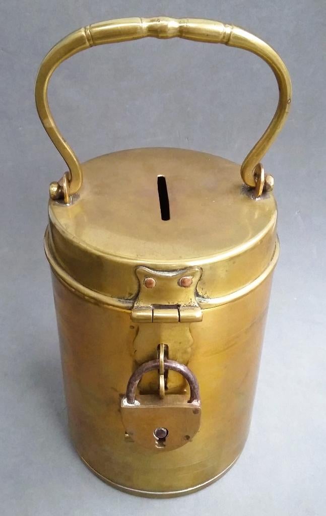 Om 1850-1900 Collectebus Collecte Bus Spaarpot Kerk Kapel, Ophalen of Verzenden, Koper