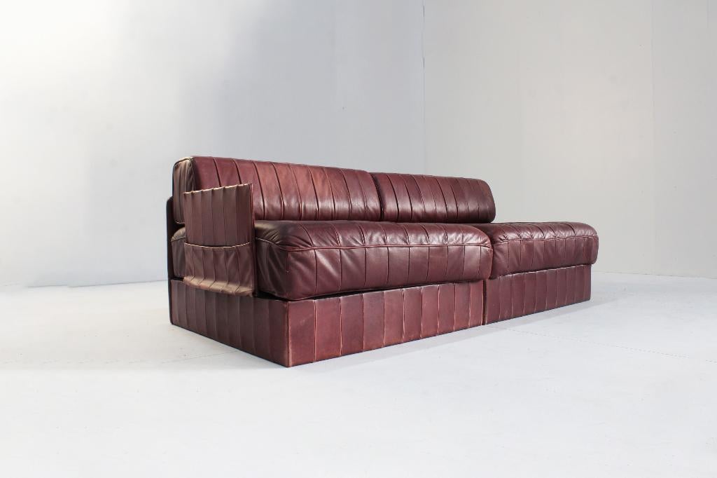 Vintage De Sede DS 88 modulaire sofa leer Zwitserland 1970, Ophalen, Gebruikt, 150 tot 200 cm, Tweepersoons