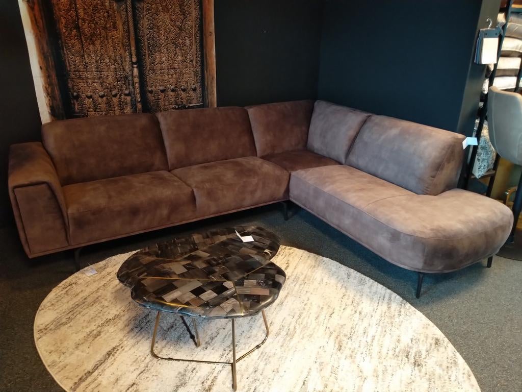 Hoekbank bankstel velours " Shadow", Ophalen of Verzenden, Nieuw, Hoekbank, Leer