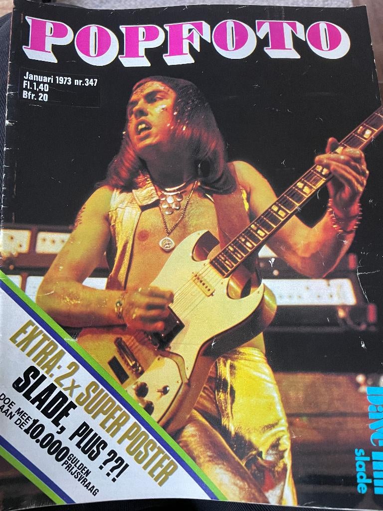 Popfoto nr 347 januari 1973 SLADE super- + SWEET poster, Ophalen of Verzenden, 1960 tot 1980, Tijdschrift