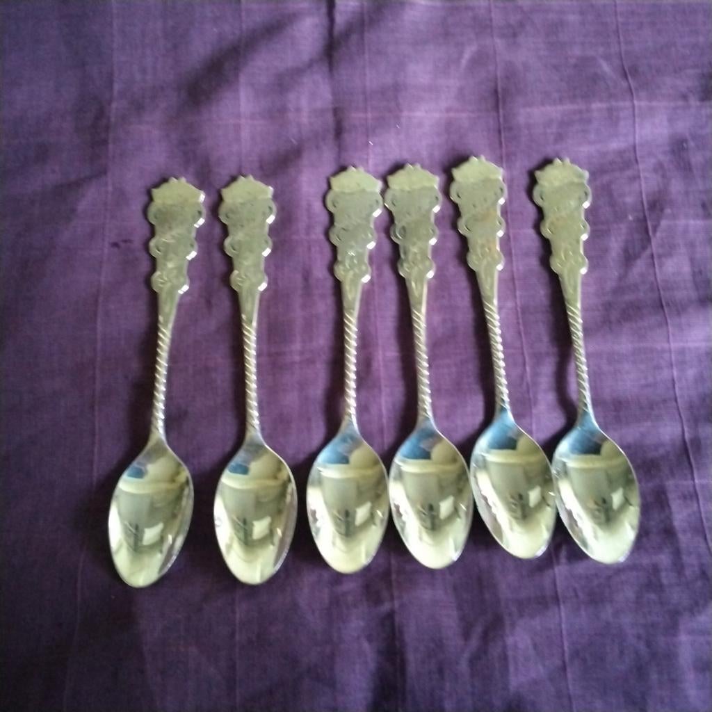 6 zwaar verzilverde theelepels  ( HH 100) douwe egberts, Ophalen of Verzenden