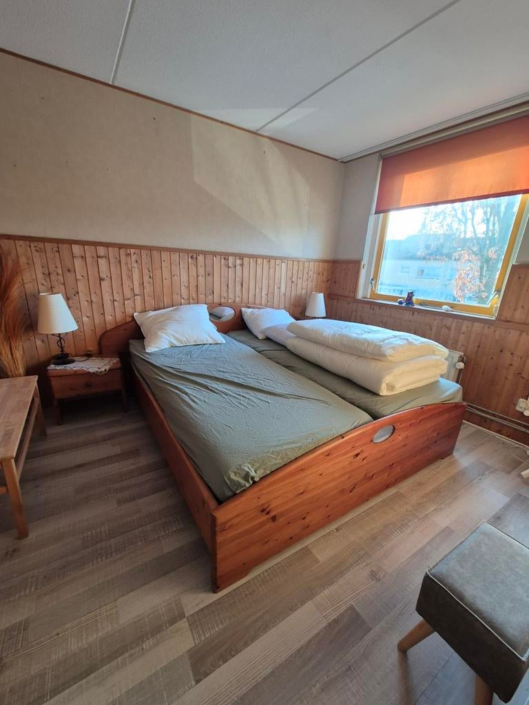 Lits-jumeaux houtenbed 180x200, Huis en Inrichting, Slaapkamer | Complete slaapkamers, Ophalen, Zo goed als nieuw, Tweepersoons