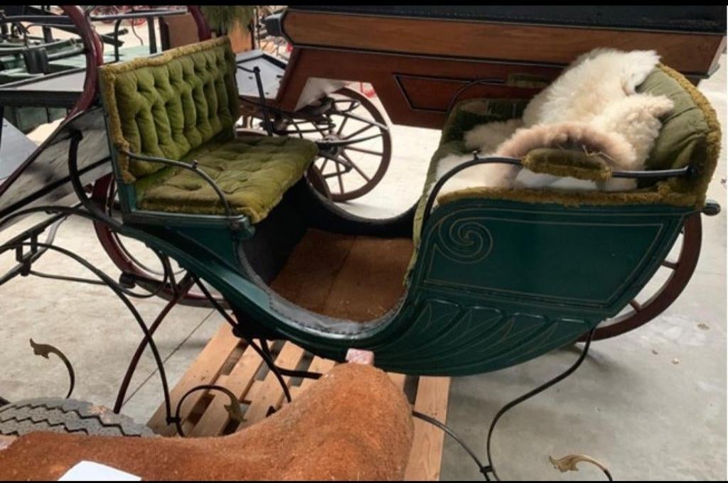 Outentieke paardenslee met originele bekleding. En een duwsl, Gebruikt, Overige typen, Paard