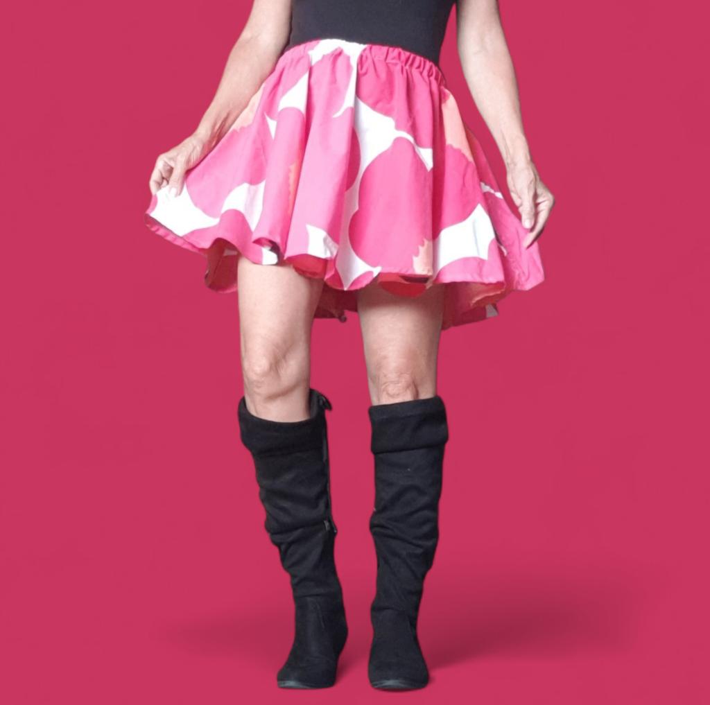 Retro stijl bloem mini rok taille mt 42 tm 54 recycled Nieuw, Overige kleuren, -, -, Maat 42/44 (L)