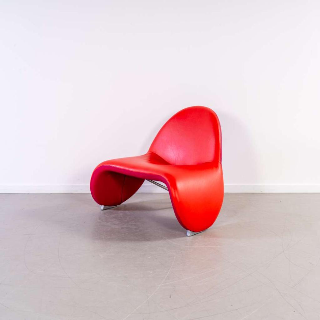 Leolux Sella Fauteuil Rood/Roze – Leer, Niet ingevuld, Niet ingevuld, Ophalen of Verzenden, Zo goed als nieuw