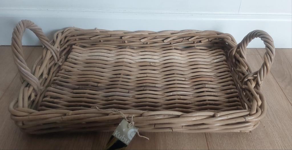 Rieten dienblad met handvatten, Huis en Inrichting, Ophalen of Verzenden