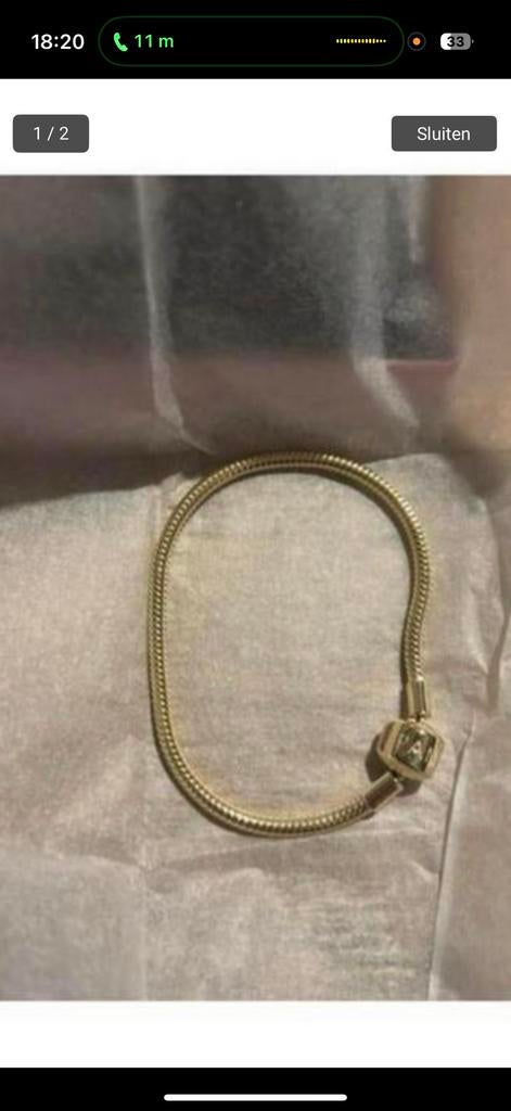 Pandora Moments Snake-armband met Cilindersluiting maat 17, Ophalen of Verzenden, Nieuw, Goud