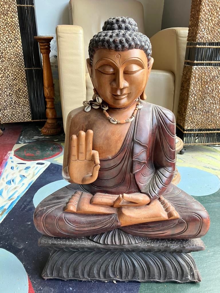 Houten Buddha beeld (groot), Antiek en Kunst, Ophalen