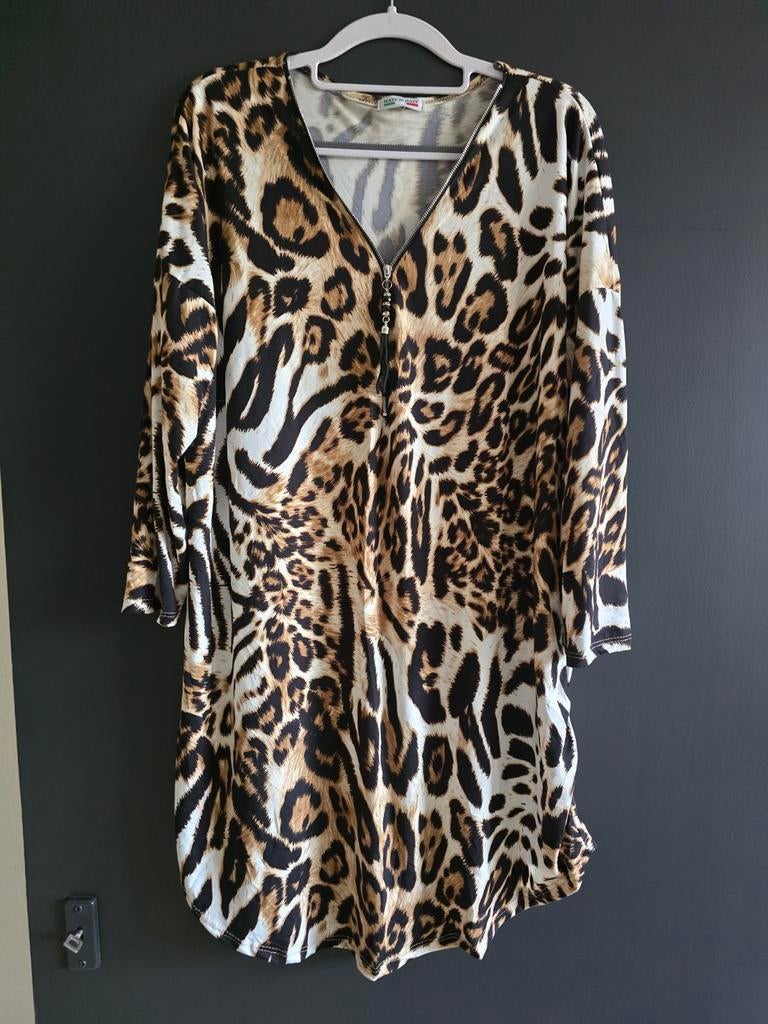 Nieuwe jurk tuniek panter 42 44 46, Ophalen of Verzenden, Nieuw, Maat 42/44 (L), Bruin