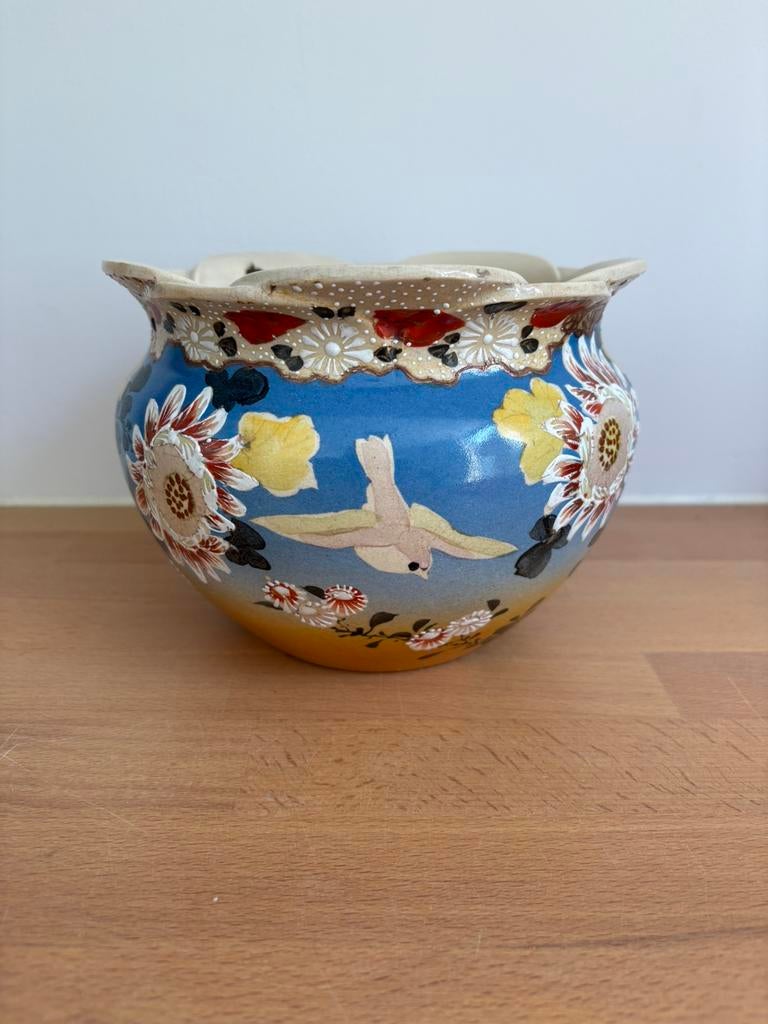 Antieke Japanse Satsuma bloempot, Antiek en Kunst, Ophalen of Verzenden