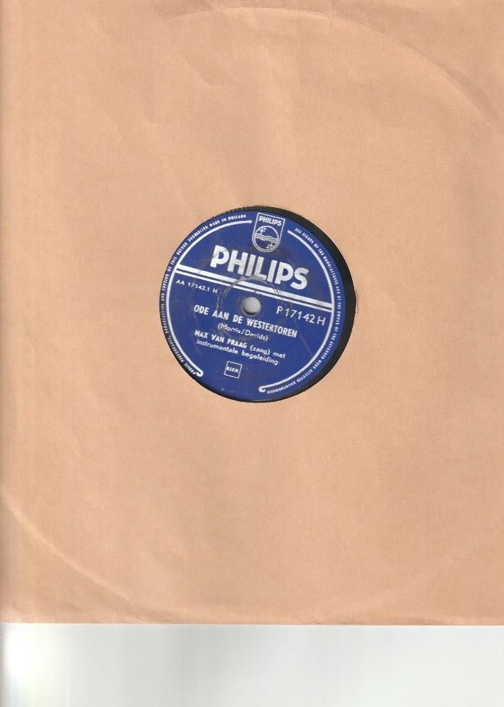 78 rpm Max van Praag Ode aan de Westertoren, Gebruikt, 10 inch, Single, Ophalen of Verzenden