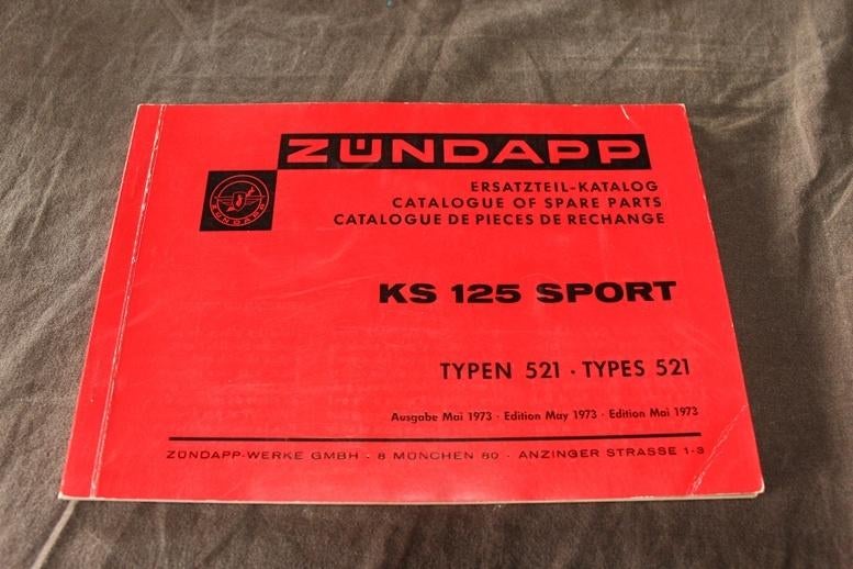 Zündapp KS125 type 521 1973 parts catalogue teile katalog, Ophalen of Verzenden, Overige merken