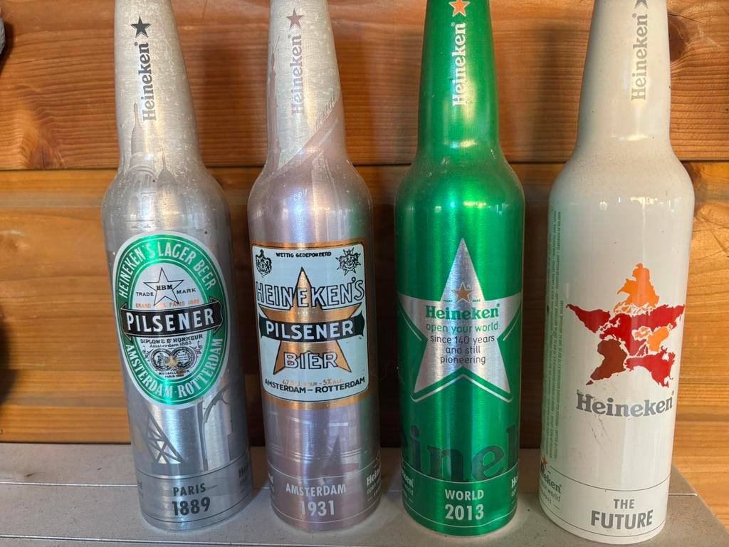 Limited editie bierflesjes van aluminium, Verzamelen, Biermerken, Ophalen of Verzenden, Flesje(s), Heineken