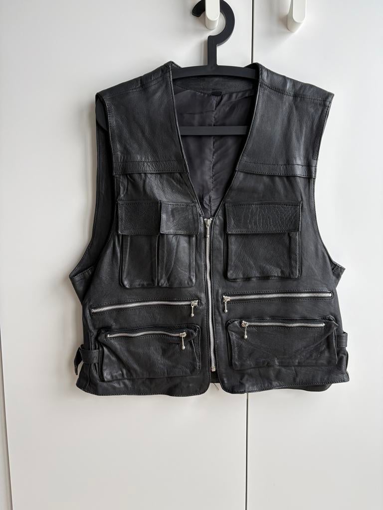 Leren gilet bodywarmer, Kleding | Heren, Ophalen of Verzenden, Zo goed als nieuw, Maat 52/54 (L), Zwart