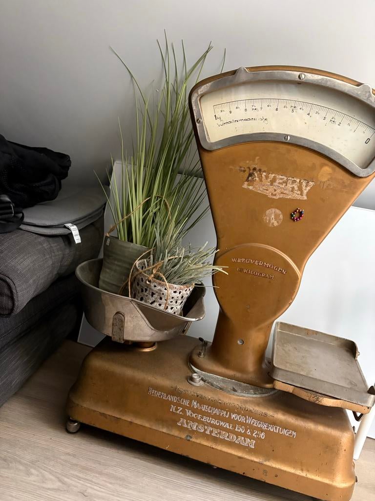 Antieke Avery weegschaal 15 kg, Witgoed en Apparatuur, Weegschalen, Ophalen, Gebruikt, Winkelweegschaal, Analoog