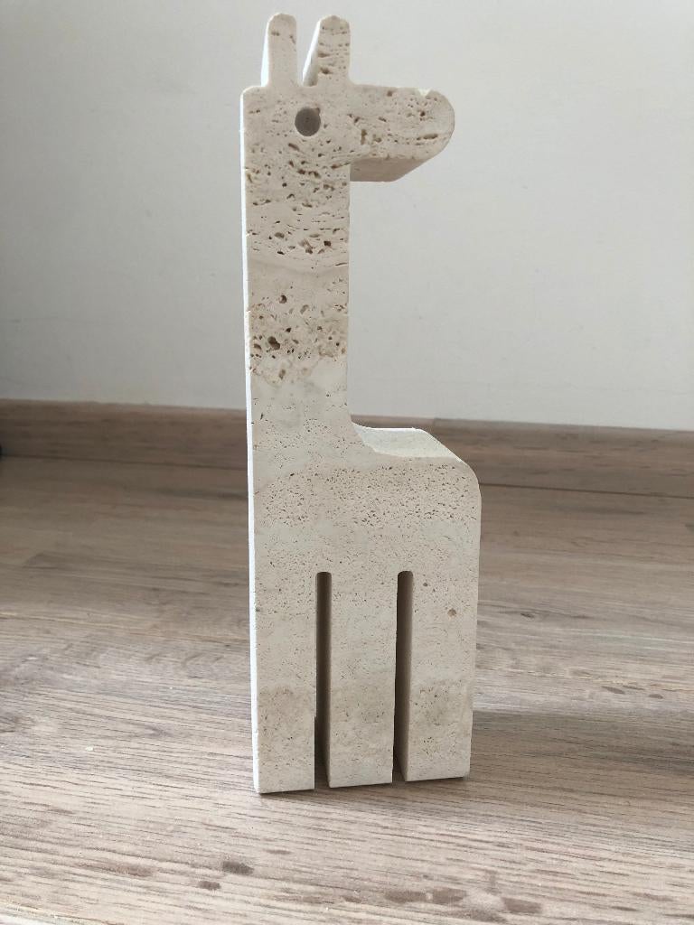 Enzo Mari / F.lli Mannelli Giraf (grote) Travertin., Antiek en Kunst, Ophalen of Verzenden