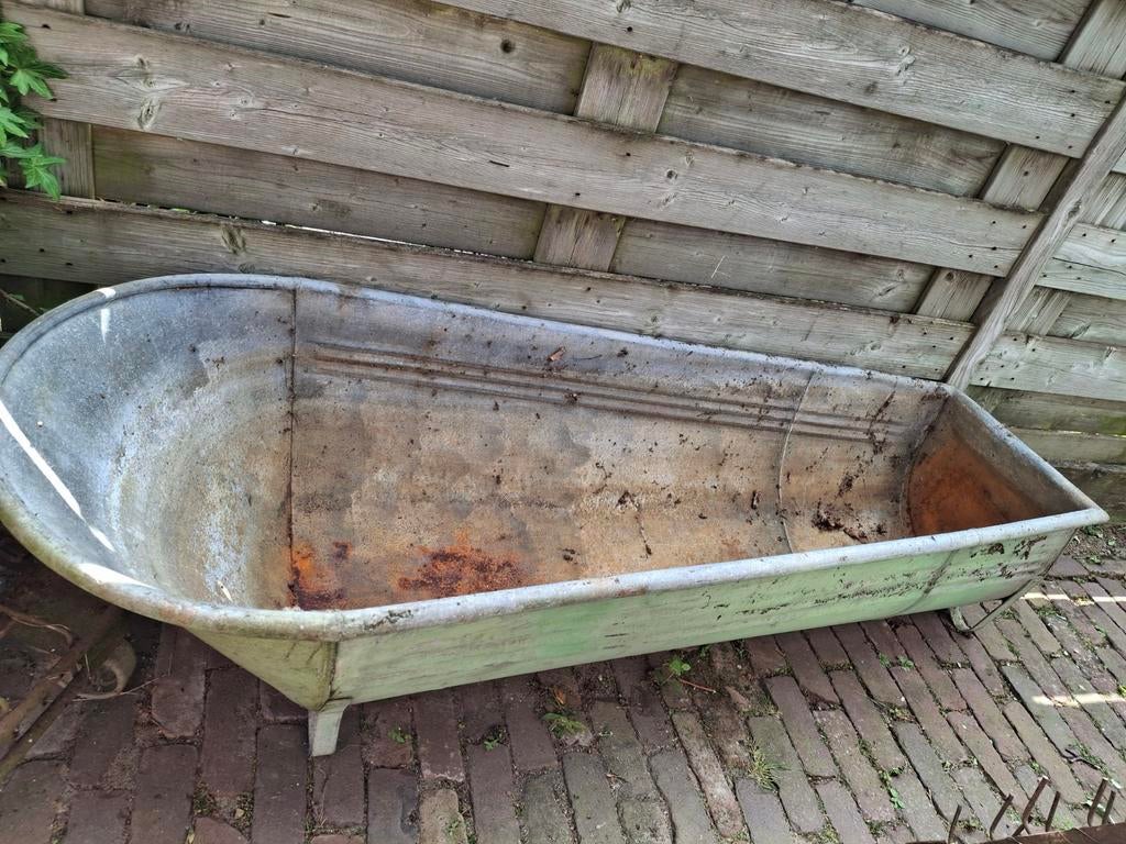 Oude zinken bad badkuip kuip, Antiek en Kunst, Curiosa en Brocante, Ophalen
