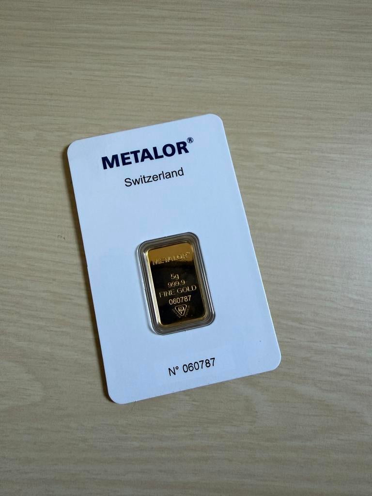 Metalor goudbaar 5 gram, Verzenden, Goud