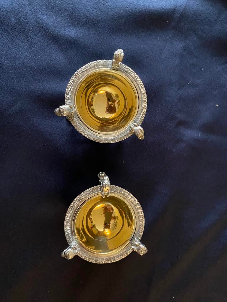 Antiek zilveren peper en zoutstel, Antiek en Kunst, Ophalen of Verzenden, Zilver