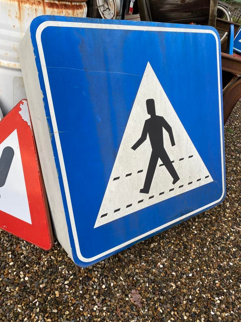 Vintage lichtbak oversteekplaats 90x90cm industrieel stoer, Ophalen, Gebruikt, Lichtbak of (neon) lamp