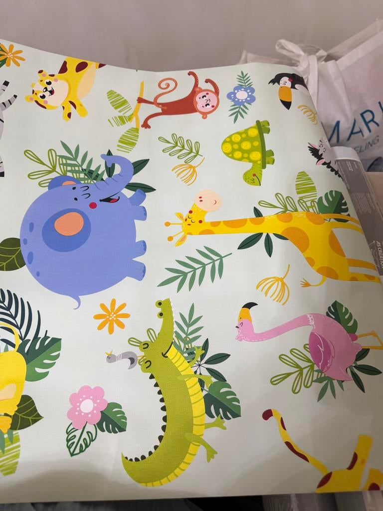 1,5 rol Behang met dierenprint voor kinderkamer, Ophalen, Blauw
