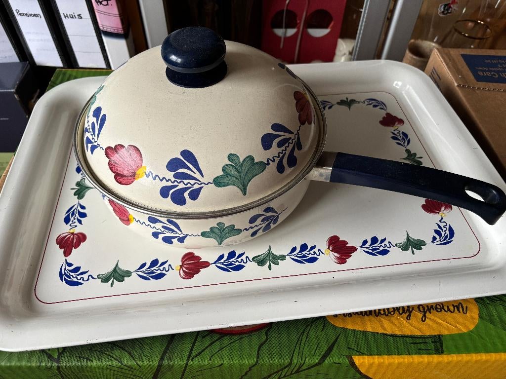 Boerenbont hapjespan met deksel Boerenbond, Ophalen of Verzenden, Zo goed als nieuw, Overige materialen, Koekenpan of Braadpan