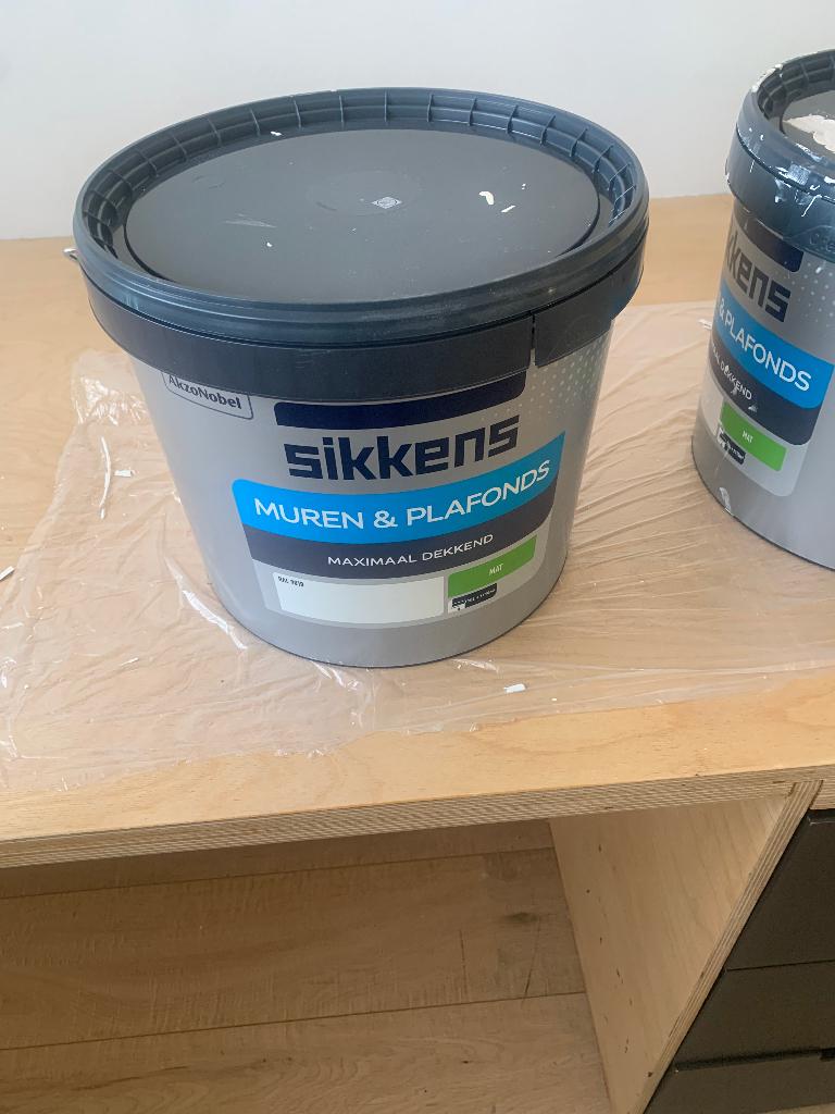 Sikkens muren plafonds mat ral 9010, Ophalen, Zo goed als nieuw, Wit, Verf