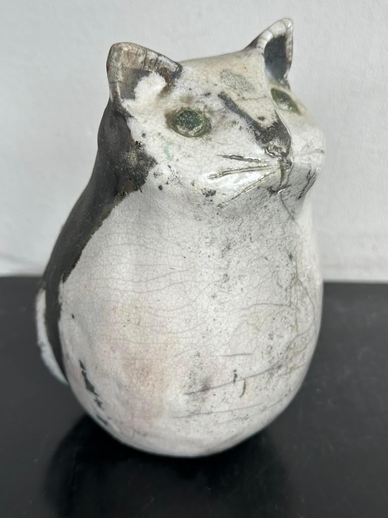Raku aardewerk Poes/ Kat beeld 14 cm, Ophalen of Verzenden, Gebruikt, Dier