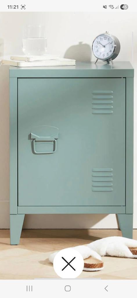 Twee locker nachtkastjes mintgroen, Ophalen, Zo goed als nieuw, Minder dan 45 cm, Minder dan 55 cm