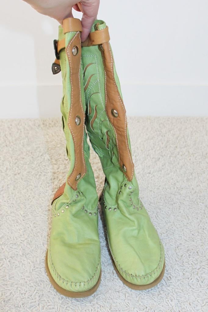 Exclusieve Leren Karma Of Charme Laarzen (Maat 38) € 110,-, Hoge laarzen, Karma Of Charme, Overige kleuren, Ophalen of Verzenden