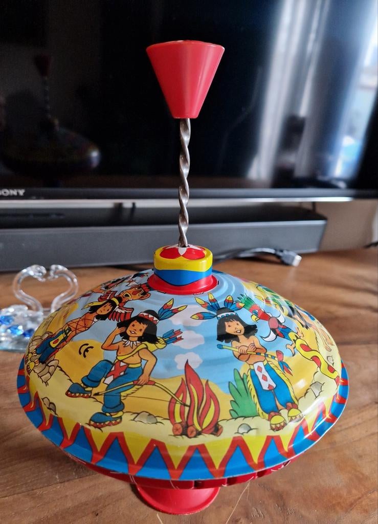 Metalen blikken bromtol. Vintage, Ophalen of Verzenden