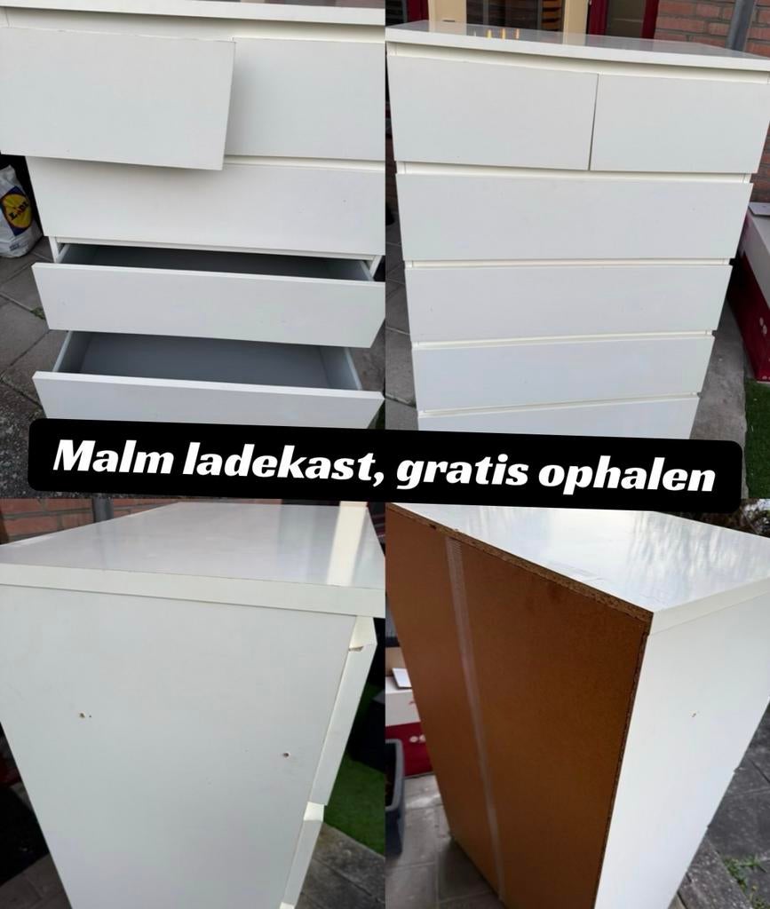 Gebruikte Malm ladekast - Gratis ophalen in Rotterdam, Huis en Inrichting, Kasten | Ladekasten, Ophalen, Gebruikt, 5 laden of meer