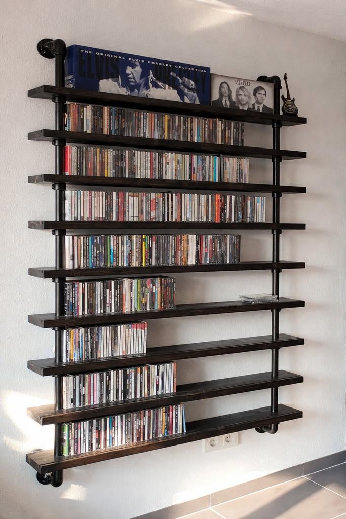 CD Rek zwart steigerbuis, Huis en Inrichting, Woonaccessoires | Cd- en Dvd-rekken, Ophalen, 150 discs of meer, Zo goed als nieuw