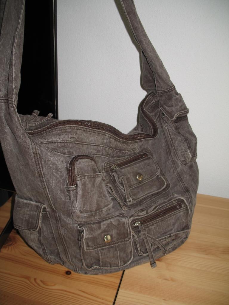 Shopper Tas Stof Gevoerd Bruin-Achtig Bijna Vintage, Ophalen of Verzenden, Zo goed als nieuw, Bruin, Shopper