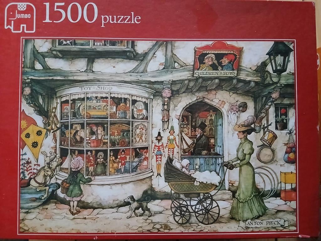 Jumbo Anton Pieck Puzzel 1500 stukjes - De Speelgoedwinkel, Ophalen of Verzenden, 500 t/m 1500 stukjes, Zo goed als nieuw, Legpuzzel