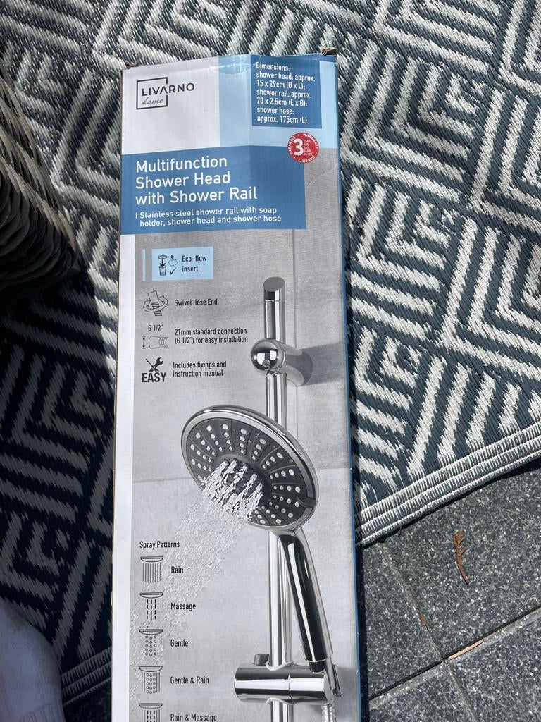 Nieuwe Livarno Home Doucheset met Douchekop en Stang, Ophalen, Nieuw, Rvs, Douche