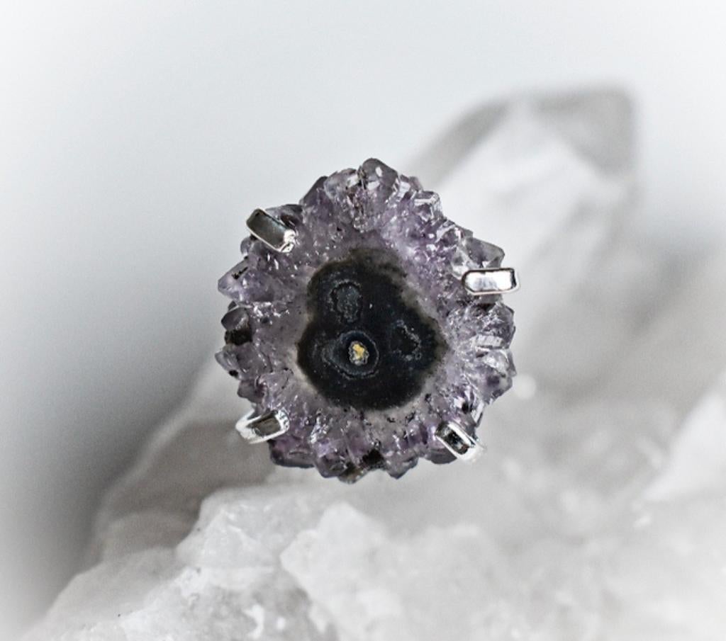 Stalactite amethist ring, Ophalen of Verzenden, Zilver, Pandora