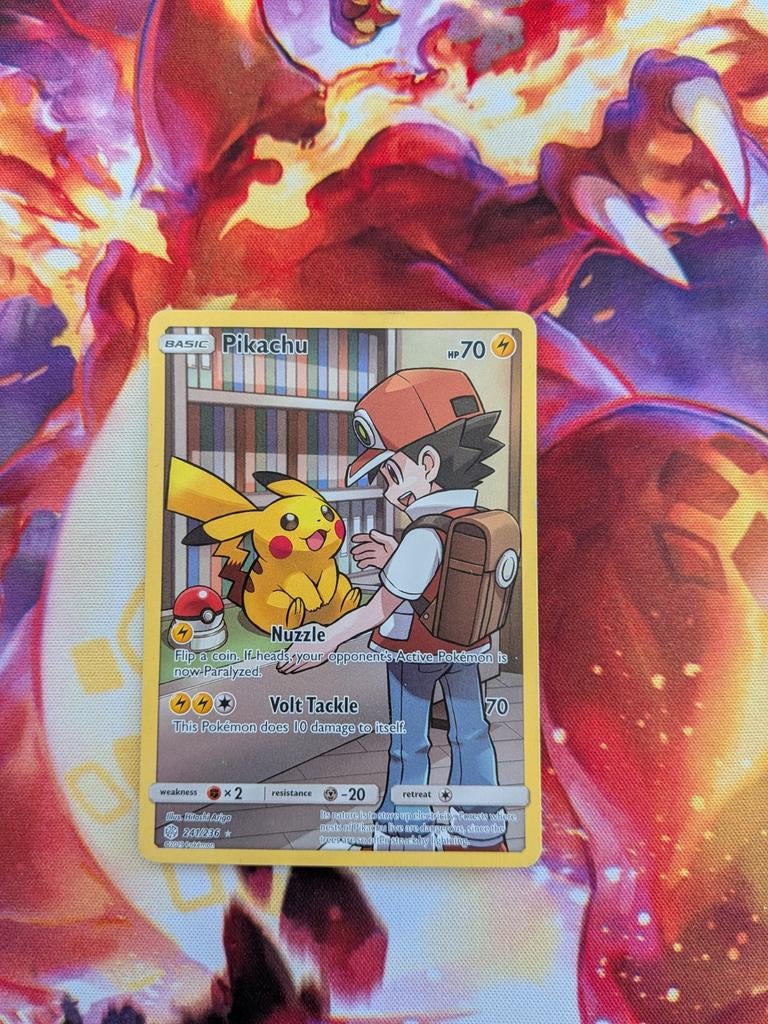 Pikachu Full Art #241 Pokemon Cosmic Eclipse, Ophalen of Verzenden, Zo goed als nieuw, Losse kaart, Foil