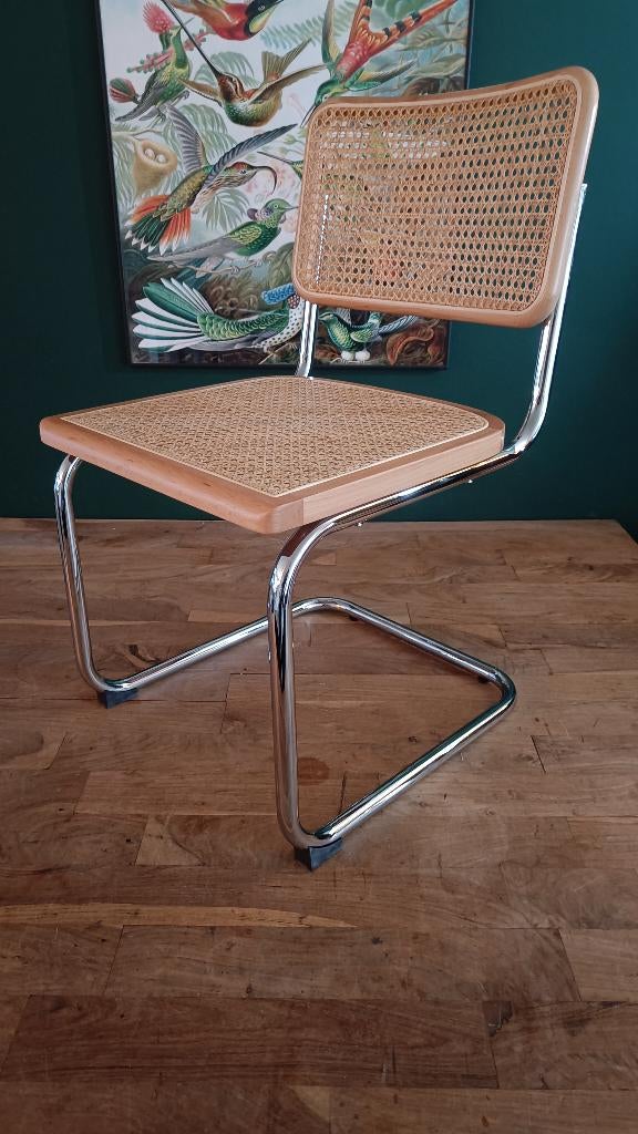 1x Thonet stijl Cesca Breuer buisframe stoel rotan webbing, Vintage Bauhaus Thonet design, Nieuw, Ophalen of Verzenden, Eén