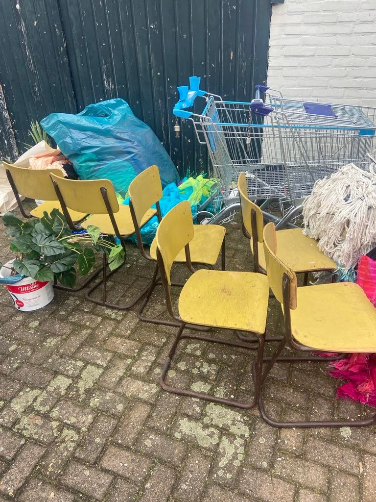 6x Vintage schoolstoelen -l, Ophalen of Verzenden