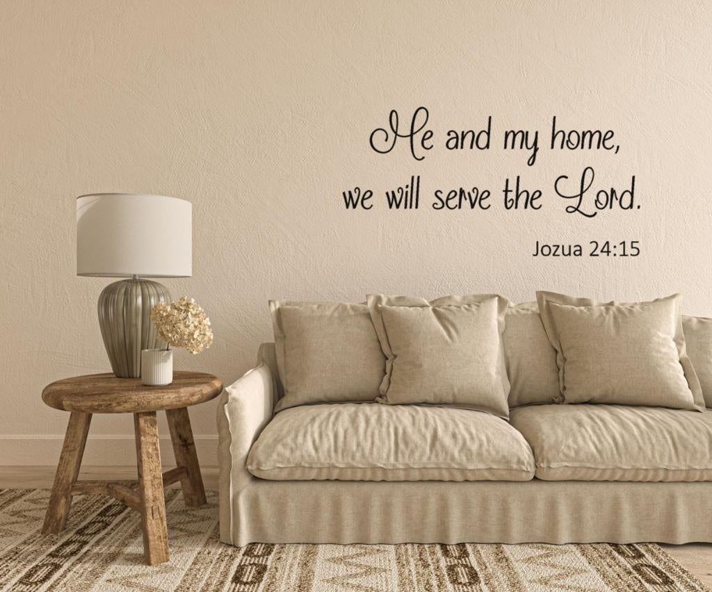 Muursticker christelijke wandtekst Me and my home