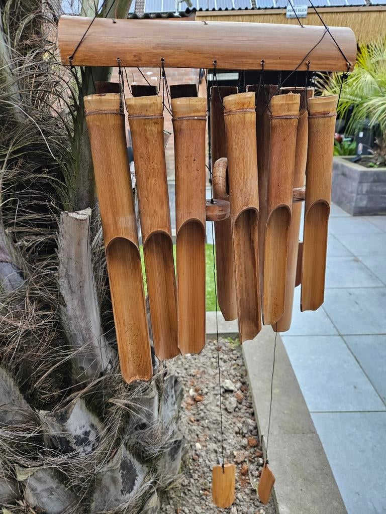 Grote Bamboe windgong - Rustgevend geluid voor buiten, Ophalen of Verzenden, Gebruikt, Overige materialen, Overige typen