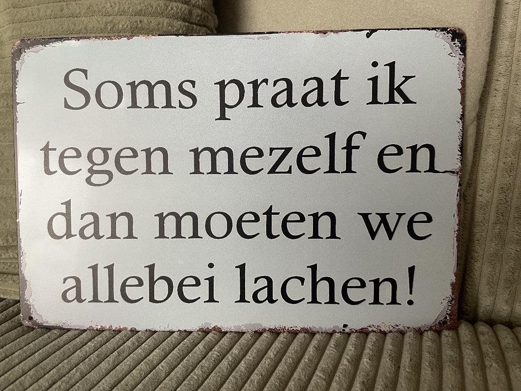 Praat tegen mezelf metalen tekstbord (Old Look), Www.pand50.nl, Nieuw, Ophalen of Verzenden, Printer29BCoevorden