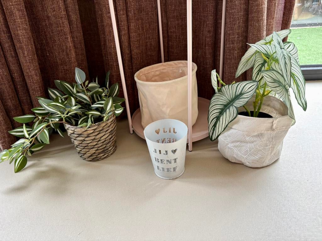 Boho Ibiza plantenpot/bloempotten/plantenpotset-bloempotset, Overige materialen, Minder dan 30 cm, Rond, Ophalen of Verzenden